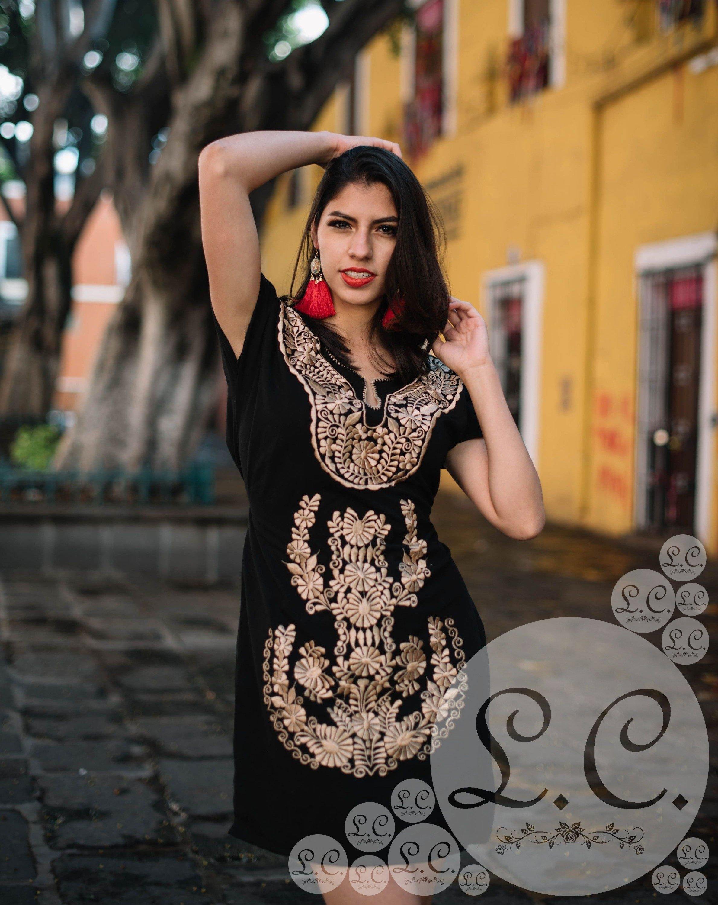 Black gold clearance embroidered dress