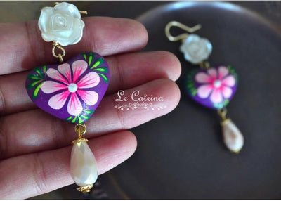 Earrings flower and heart - Le Catrina