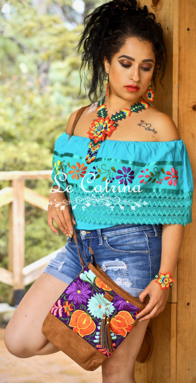 Crossbody Purse Ethnic Mexican Embroidery M2 - Le Catrina