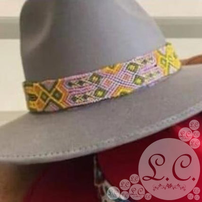 Sombrero de Gamuza Gris con Cinto Bordado de Chiapas - Le Catrina